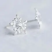 925 Sterling Silver Snowflake Earrings One Pair - 925 Silver - One Size