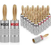 WGGE WG-009 Banana Plugs Audio Jack Connector 12 Pairs / 24 12 Pairs, Silver