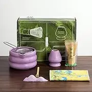 7PCS Matcha Set with Green Gift Box, Traditional Japanese Tea Ceremony Sets, Matcha Whisk Kit Set for Matcha Maker Tea Lovers Purple