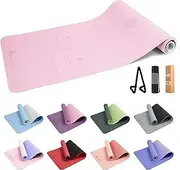METEOR Essential 6mm Dual-Tone Yoga Mat with Alignment Lines, TPE Yoga Mat Non-Slip Textured, High-Density Padding for Knee Comfort, Perfect for Yoga, Pilates and Fitness Exercise
