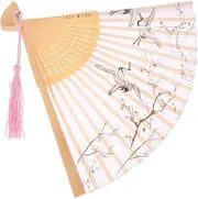 KOMBIUDA Elegant Bamboo Hand Fan Folding Wedding Fan Cool Neck Fan Design for Multi-Occasion Use