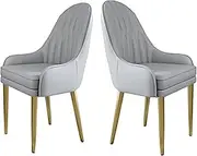 Dining Room Furniture Faux Leather Dining Chairs Set of 2 Kitchen Counter Chairs Living Room Side Chairs with Thick Cushion & Gold Metal Base(G)