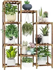 HOMKIRT Plant Stand for Indoor Outdoor, 10 Tier Tall Large Plant Shelf Rack for Multiple Pots, Flower Stand for Patio Porch Living Room Balcony Corner Garden Office, Boho Style Plant Table Holder