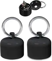 Lyvixora Portable Travel Jewellery Box, Waterproof Jewelry Storage Organizer with Protective Sponge, Compact Ring Holder Keychain for Necklaces, Earrings, Bracelets - (2 Pcs, Black)