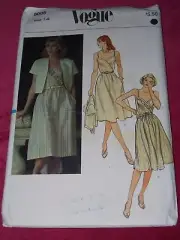 VOGUE #8005 - LADIES SUMMER DRESS w/MOCK WRAP BODICE & JACKET PATTERN 14 FF