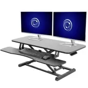 VIVO Black Height Adjustable 42" Standing Desk Monitor Riser, Sit Stand Tabletop