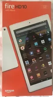 AMAZON FIRE HD10 ~ WHITE ~ 32GB w/ALEXA BRAND NEW ~ FACTORY SEALED FREE SHIPPING