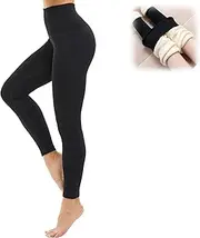 [lunhaifi] Lambskin Winter Leggings,Women Winter Fleece Lined Leggings,High Waisted Tummy Control Shaping Leggings