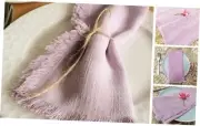 Handmade Cotton Napkins with Fringe, Set of 4, 17.7 x 17.7 Inch Lavender