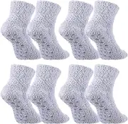 [Foaincore] 4 Pack Non Slip Hospital Socks for Women Men Non Slip Ankle Fuzzy Socks Thick Warm Slipper Socks Festival Gifts