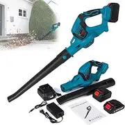 Handheld Leaf Blower, Leaf Blower, 18000r/min Battery-Powered Leaf Blower, 0-2.4 Cubic Meters/Minute Air Volume Leaf Blower Garden Vacuum Gardening Vacuum for Garden, Patio, Lawn. Two Batteries