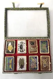 RARE!! Cloisonne Insect Art Brass Pill Boxes (VTG) 8 pc set in Original Case