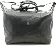 [Tony Perotti] Italian Leather Weekend Getaway Travel Duffle Tote Bag, Black (black) - PI700601BK