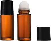 2Pcs Brown 50ml Glass Essential Oil Roller Bottles - Refillable Roll On Bottles for Fragrance, Empty Deodorant Containers