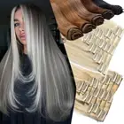 Thick Double Weft Seamless Clip in Remy Human Hair Extensions Full Head Blonde