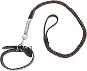 PU Leather Dog Collar Leash Set with Shock Absorbing Spring for Medium Large Dog Training