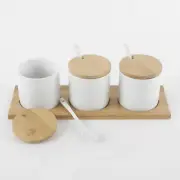Gibson Elite Gracious Dining 10 Piece Fine Ceramic Condiment Jars Serving Set in