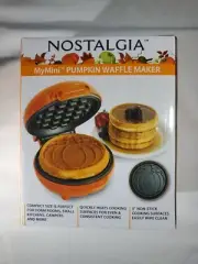 Nostalgia My Mini Pumpkin Pattern Waffle Maker 5” inch Non-Stick Surface (New)