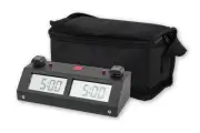Chronos GX Digital Game Chess Clock - BUTTON - Black with Carrying Bag