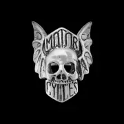 925 Sterling Silver Motor Cycle ring, Flying Hog Skull RIng, Size 11 Ring,...