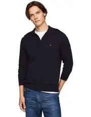[Tommy Hilfiger] Polo Collar Jumper with Cashmere in Navy