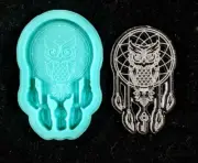 Shiny OWL DREAMCATCHER Etched SILICONE Mold - Craft Charm Resin Clay Glossy DIY