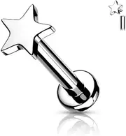 [Stachelkleid] Titanium Labret Star Flat Internal Thread Lip Ear Piercing Jewellery Stud Earrings