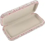 [WATIIFUFU] Rhinestone Inlaid Portable Eyeglasses Case Hard Protective Glasses Holder for Sunglasses Stylish Storage Box for Car Interior Scratch Resistant Soft Lined Design
