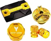 ruixingdianzishangwu Compatible With MT09 FZ09 2015-2019 2020 Motorcycle Parts CNC Oil Filler Cap Front And Rear Brake Fluid Tank Cap Reservoir Caps(4-Gold)