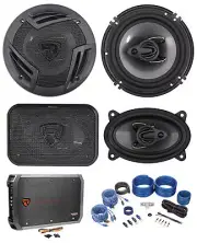 (2) Rockville RV6.3A 6.5" Speakers+(2) 4x6" Speakers+4-Channel Amplifier+Amp Kit