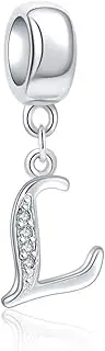 [SOUKISS] SoulBeads .925 Sterling Silver Letter Beads Initial A-z Dangle Alphabet Crystal Charm Fits European Bracelet