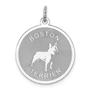 Sterling Silver Rhodium-Plated Boston Terrier Disc Charm