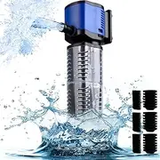 coospider-repta Fish Tank Filter for 15-40 Gallon Tank, 160 GPH Crystal Clear Powerful Internal Aquarium Filters Submersible Pump& Filter System for Fish Tank & Turtle Tank