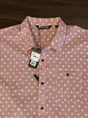 NWT Travis Mathew Short Sleeve Button Up XL Heather Dusty Rose