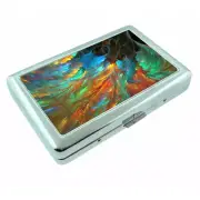 Abstract Wind Multicolor Em1 Silver Metal Cigarette Case RFID Protection Wallet