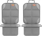 SMART ELF 2 Pack Car Seat Protector - 600D Fabric Waterproof Carseat Protector with Thickly Padded to Protect Your Car Seats from Child Seats and Pets (Light Grey)