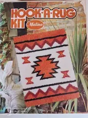 Vintage Aztec Latch Hook Rug Kit Malina Hook A Rug 20 x 27" Vintage 1970s Crafts