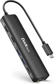 USB C Hub Ethernet Adapter, Dockteck 7 in 1 Docking Station, USB-C Adapter with HDMI 4K 60Hz, LAN RJ45, 100W PD, SD/Micro SD, 2 USB 3.0, for Steam Deck, MacBook/iPad, Surface Pro 7