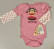 Small Paul Frank Julius Monkey Pink Valentine Cutie Pie Bodysuit Baby Girls 6-9M