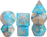 7pcs Polyhedral Dice Party Game Dice Game for Table Game D4, D6, D8, D12,d20, D10 Dice Set Board Game Table Game (Color : Light Blue)