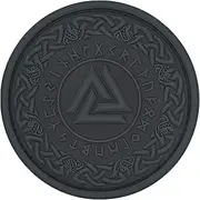 ATHIPATCHES Military Morale Patch - Black Viking Odin Valknut Symbol Celtic Art PVC Rubber Tactical Emblem with Hook and Loop Fastener Backing, PMP001