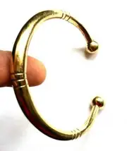 Brass Open Kara 22 ct. Gold Look chunky Singh Kaur kada Sikh Hindu Bracelet