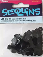 Darice Economy Craft ~ CUP SEQUINS ~ Size: 8mm Color: Black Qty in Pack: 200