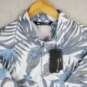 NEW $95 TRAVIS MATHEW Size Small Polo Shirt Hawaiian Birds of Paradise Golf Mens