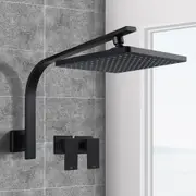 ACA Shower Head Set with Taps Tap 8" Rain Shower Head Square Black WELS