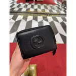 MIA二手 GUCCI 古馳 SOHO系列ㄇ形拉鍊零錢 大雙G LOGO牛皮拉鍊零錢短夾 598209 經典