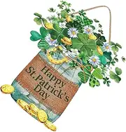BCOATH Patrick's Day Door Sign Wooden Welcome Pendant for Saint Patrick's Day Eye Catching Shamrock Design for Decoration