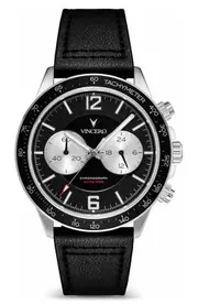 Vincero The Apex Chronograph Leather Strap Watch, 42mm in Reverse Panda at Nordstrom One Size