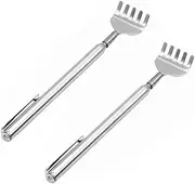 2Pcs Extendable Back Scratcher Telescopic Stainless Steel Itch Relief Tool Portable Back Massager for Adults Easy to Hang