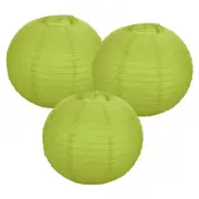 3Pcs Decorative Hanging Round Paper Lanterns 40cm/16", Light Green